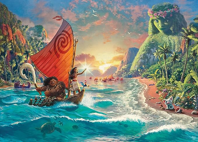 Ceaco - Thomas Kinkade Disney Dreams - Disney’s Moana - 1000 Piece Jigsaw Puzzle for Adults - Vibrant Thomas Kinkade Art - Premium Disney Puzzle for Collectors