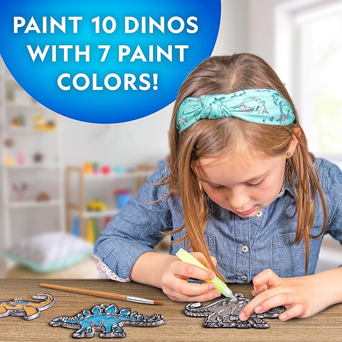 National Geographic Kids Stained Glass Kit - Glow in The Dark Dinosaur Toys, Kids Arts and Crafts Set, Window Sun Catchers, Kid Crafts Ages 4-8, Window Art Craft Kit, Suncatcher