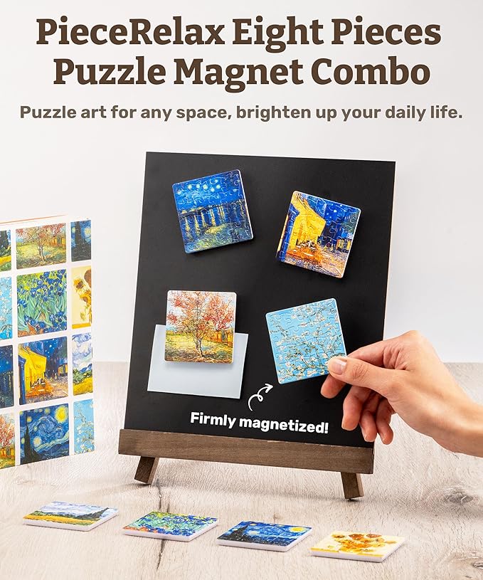 PieceRelax Magnet Puzzle for Adults 128 Pieces - Van Gogh's Palette Unique Gift & Home Décor with Plastic Jigsaw Puzzle [D1600]