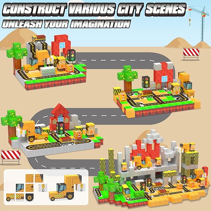 138PCS Magnetic Blocks - Magnetic Building Blocks Magnet Block Cubes Construction Set, STEM Montessori Sensory Stacking Toys for Kids Boys Girls Ages 3 4 5 6 7 8-12 Holiday Christmas Birthday Gifts