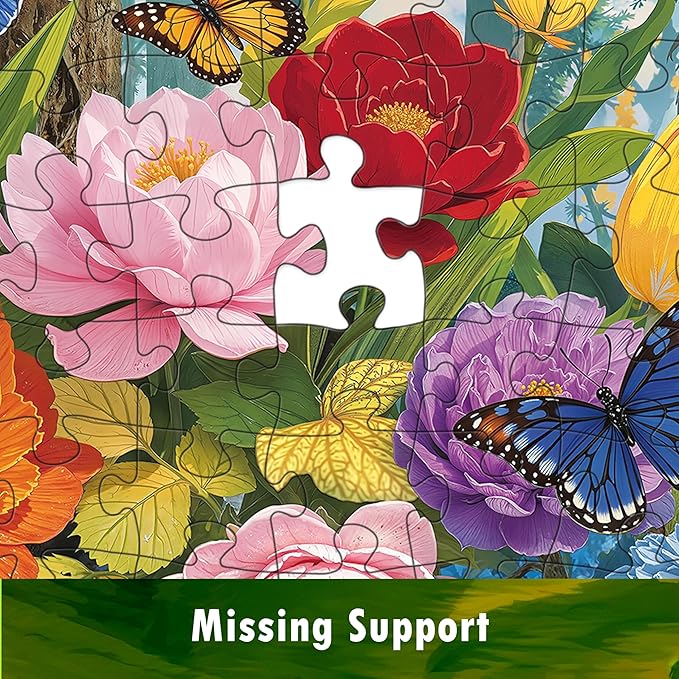 Colorful Flowers Book Puzzles 1000 Piece Jigsaw Puzzle for Adults, Vibrant Forest Jigsaw Puzzles with Letters on Back, Impossible Challenging Hard Butterflies Puzzles Home Decor, 27.5 x 19.7 Inch