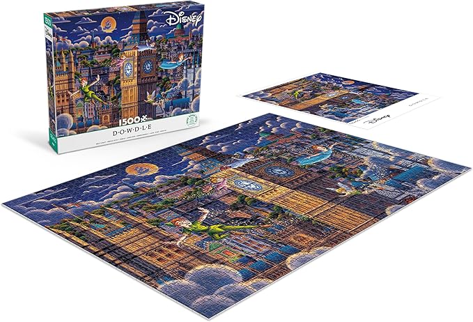 Ceaco - Disney - Dowdle - Peter Pan Learning to Fly - 1500 Piece Puzzle for Adults - Challenging and Perfect for Game Nights - Finished Puzzle Size 38.5 x 26.5
