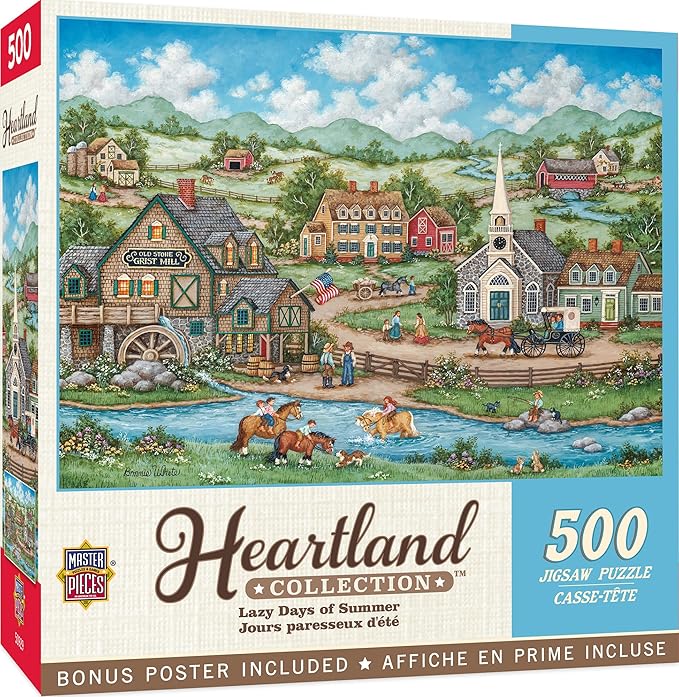 MasterPieces 500 Piece Jigsaw Puzzle for Adults - Lazy Days of Summer - Americana Folk Art - 15"x21" - Thick Recycled Board - Unisex Adult