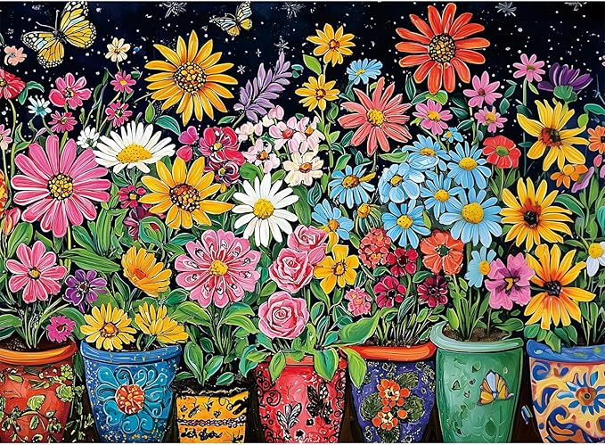 500 Piece Puzzles for Adults, Colorful Flowers Puzzle for Teens Adults Elderly, Butterfly Floral Jigsaw Puzzle 500 Pieces, Recycled Cardboard Challenging Puzzle for Game Nights Home Decor 20.5x15 in