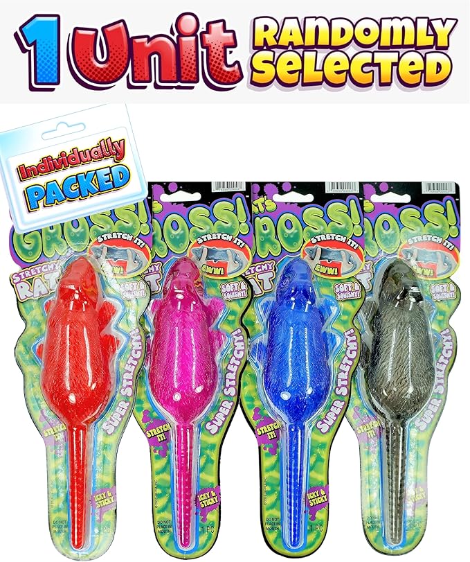 JA-RU Sticky Stretchy Rubber Rat Toy (1 Pack) – Fake Rat Toys for Kids, Halloween Pranks, Party Favors, Decorations & Gag Gifts – Squishy Sticky Fidget Toys. 053-1