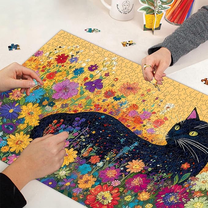 Bimkole Blooming Cat Puzzles for Adults 1000 Pieces, Flower Paper Jigsaw Puzzle 1000 Pieces - Fun and Challenging Family Decoration Puzzle Great Gift Idea, Finished Size is 31.5 x 16.14 in