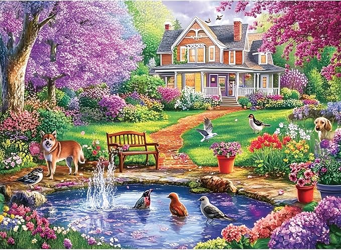 300 Piece Puzzles for Adults,Spring Jigsaw Puzzle for Kids Seniors,Puzzle with Letters on Back,Interlock Perfectly No Dust,Interlock Perfectly No Dust,Challenging Family Activity Game Gifts,20.5*15In