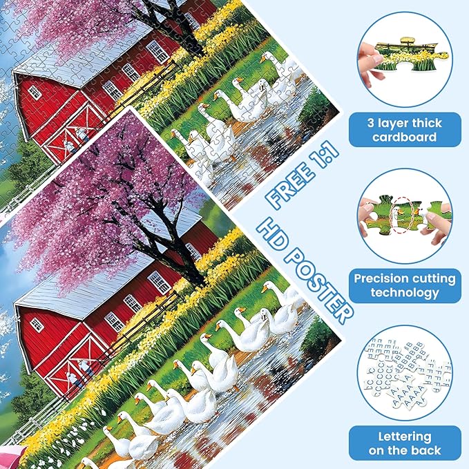 500 Pieces Jigsaw Puzzles for Adults, Farm Animal Puzzle for Adults Seniors, Playing on Rainy Puzzle 500 Pieces, Gift for Birthday, Home Decor (20.5 * 15 in)
