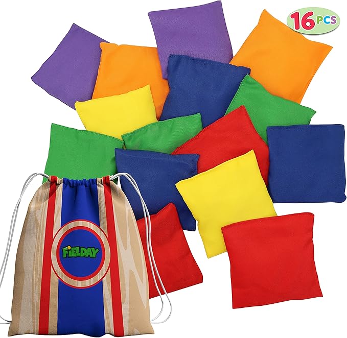 JOYIN 16 Cornhole Bean Bags for Tossing (4.7” x 4.7”), Durable Nylon All-Weather Game, Includes 15 Bean Bags and a Carry Bag, Cornhole Game Set, Party Supplies for Kids & Adults
