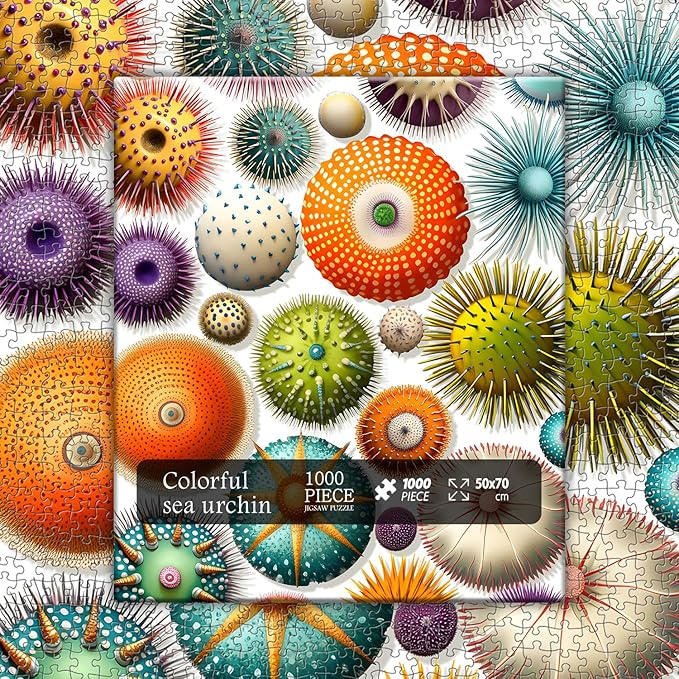 PICKFORU Colorful Sea Urchin Puzzles for Adults 1000 Pieces, Ocean Beach Puzzle, Challenging Puzzles for Adults, Nature Hard Jigsaw Puzzles