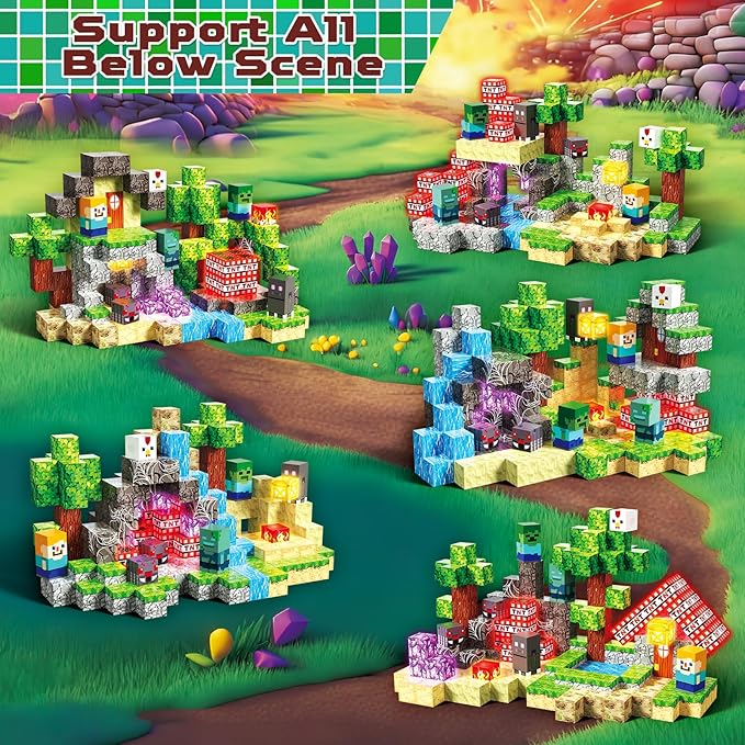 200PCS Magnetic Blocks with Light-Up Blocks - Magnetic Building Blocks Playset, Magnetic Stacking Cube Toys, STEM Sensory Montessori Learning Toys, Easter Birthday Gifts for Kids Boys and Girls Age 3+