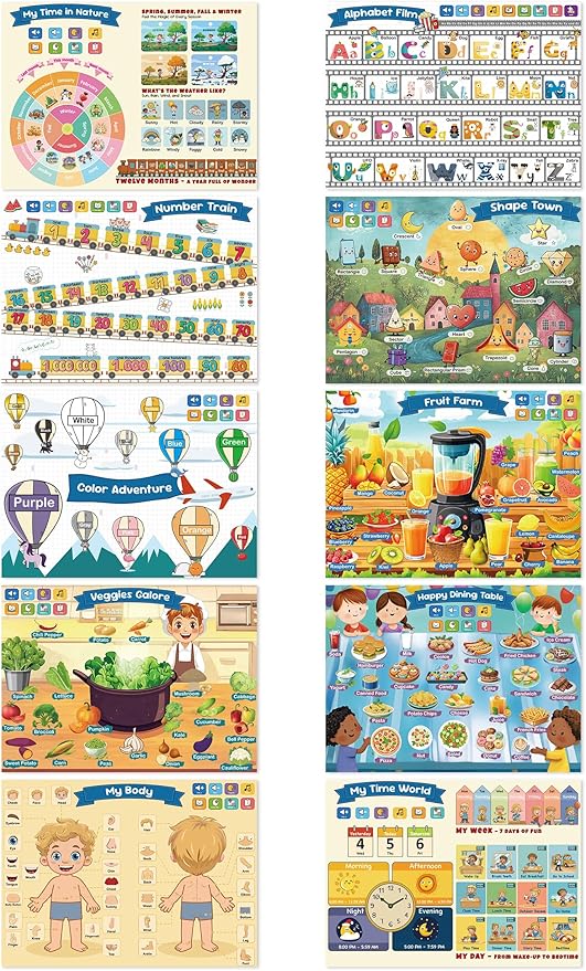 Educational Toys for 2+ Year Old,Talking Pen with 20 Interactive Toddler Learning Posters,Preschool Learning Activities,Toys for Autistic Kids,Birthday Gifts for Boys Girls Ages 2 3 4 5 6