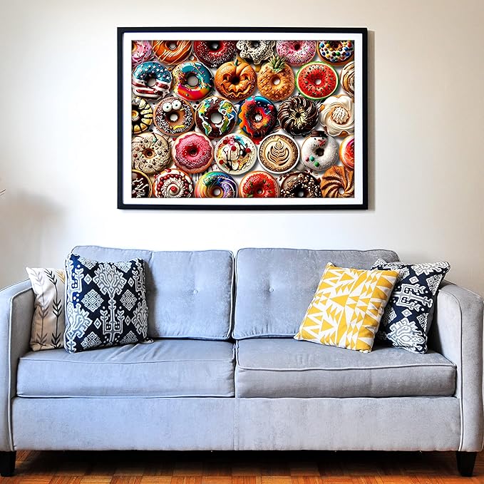 Think2Master Donuts 500 Pieces Jigsaw Puzzle with Very Large Pieces for Adults, Seniors & Families. Great Gift Ages 13+. Size: 26.8” x 18.9”