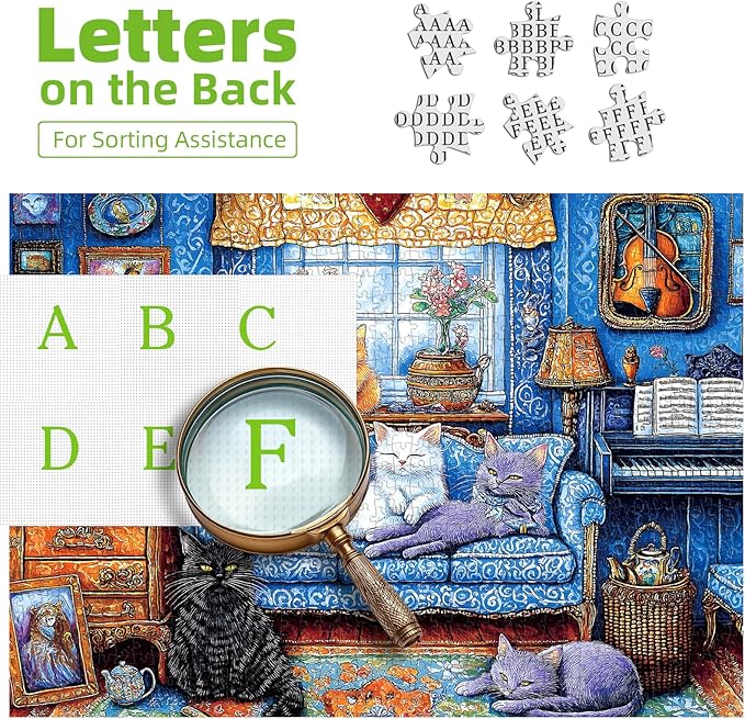 Blueforest 500 Piece Puzzles for Adults Clearance, Difficult Jigsaw Puzzles for Adult Challenging, Funny Cute Cats Unique Jigsaw Puzzles for Gifts Party Games Family Fun