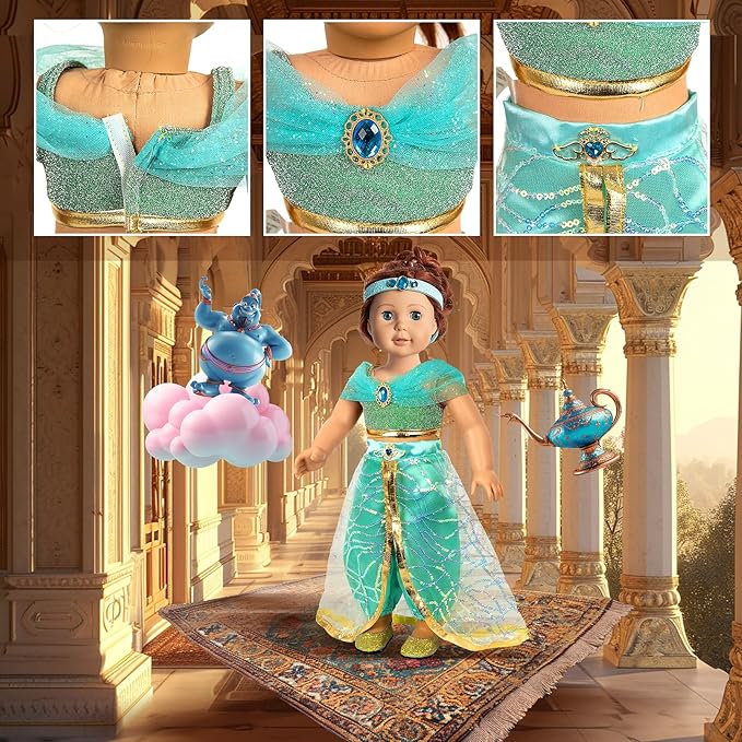 WONDOLL 18 inch Doll Clothes Accessories - 6Pcs Different Fairytale Costume Dress