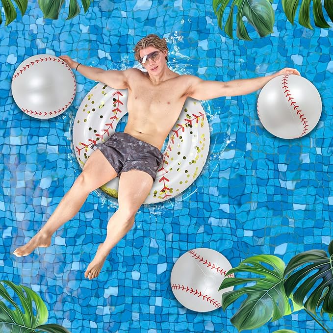 POZA Inflatable Beach Balls - Elegant Glitter Confetti Premium Floaters, Heavy Duty Vinyl Floatation Pool Toys for Pool Beach Party, UV Resistant Pool Décor