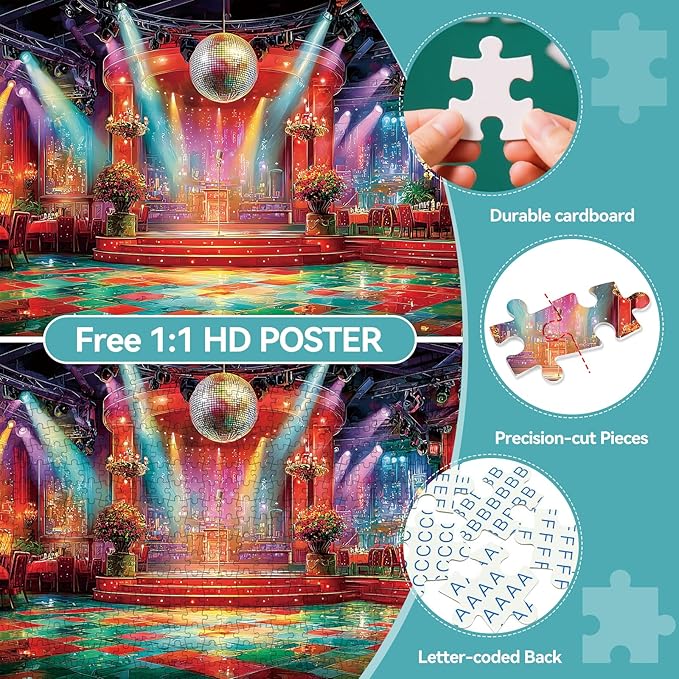 500 Pieces Puzzle for Adults, Puzzles for Adults 500 Pieces, Retro Disco Ballroom Jigsaw Puzzle, Challenging Perfect for Game Nights, 20.5 X 15 in