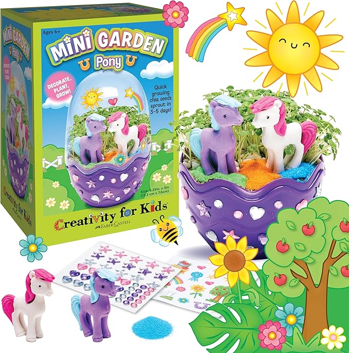 Creativity for Kids Mini Garden: Pony Terrarium Kit - Horse Gifts for Girls, Crafts for Kids and Girl Toys, Easter Basket Stuffers and Birthday Gift Ideas (Ages 6+)