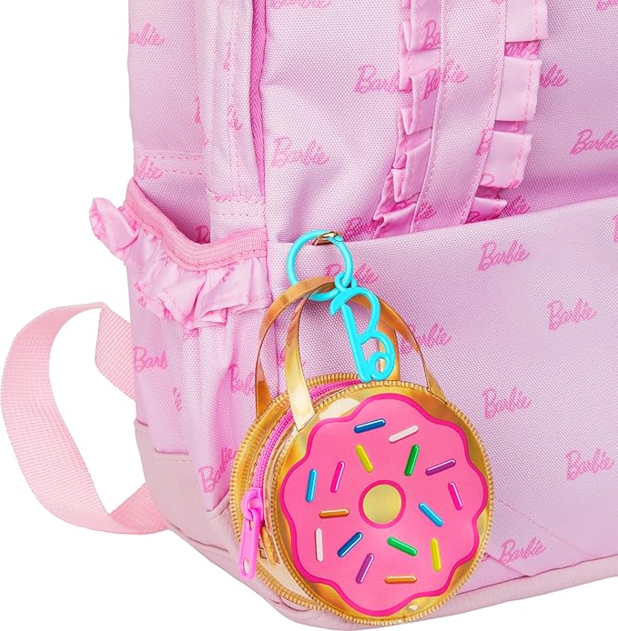 Barbie Clothes and Accessories, Deluxe Keychain Donut Bag with Pink Sprinkle Dress and Candy Themed Accessories for Barbie Dolls