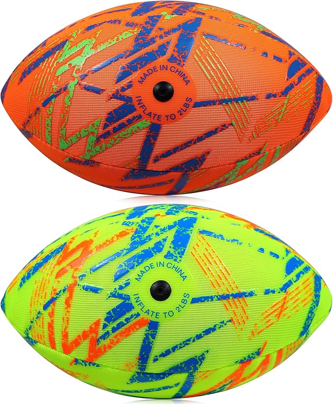 Pool Beach Water Football - 2 Pack Waterproof Football Great Grip for Swimming Pool Beach Lake Park Backyard Outdoor Play