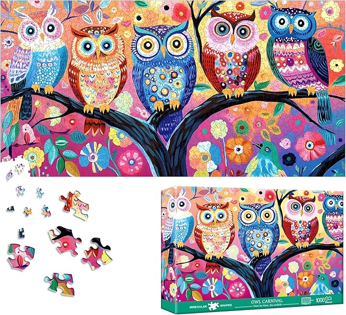 Bimkole Owl Puzzles for Adults 1000 Pieces, Animals Paper Jigsaw Puzzle 1000 Pieces - Fun and Challenging Family Decoration Puzzle Great Gift Idea, Finished Size is 31.5 x 16.14 in