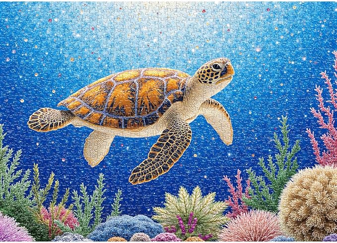 Jigsaw Puzzles 1000 Pieces for Adults, 1000 Piece Sea Turtle Jigsaw Puzzle for Adults, Challenging Ocean World Marine Art Puzzle, Unique Gift for Puzzle Lovers
