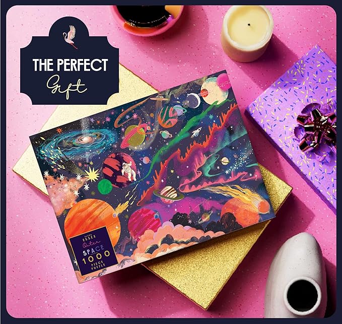 Elena Essex Puzzles for Adults 1000 Pieces - Outer Space, 1000 Piece Puzzle for Adults, Jigsaw Puzzles 1000 Pieces, Solar System Planet Spaceman Moon Space Puzzle, Size 28x20 inches