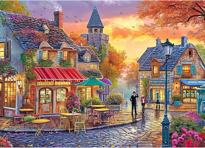 Jigsaw Puzzles for Adults 1000 Pieces, Interlock Perfectly Letter on Back No Dust, Home Decor Birthday Party Gift Toy for Men Women Elders Seniors, 1:1 Poster-The Streets of Autumn