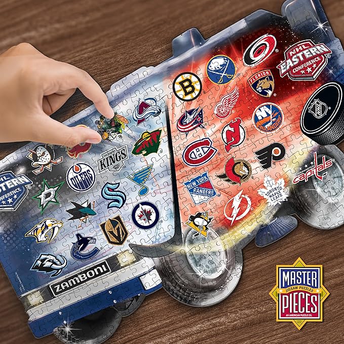 Masterpieces 500 Piece Hockey Puzzle – Officially Licensed NHL Zamboni Shaped Jigsaw for Adults and Fans – Unique Collectible Design, Durable Eco-Friendly Build, for Hockey Lovers