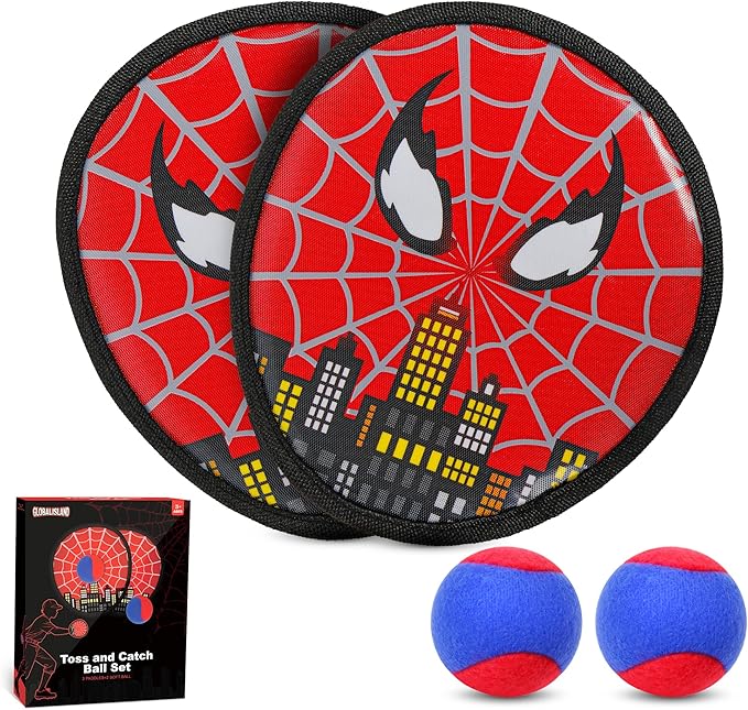 Toss and Catch Ball Game for Kids, 2 PCS Beach Outdoor Toys Set, Toddler Baseball Glove & Catch Ball Toy for Yard Beach Camping Birthday for 3 4 5 6 7 8-12 Year Old Boys Girls