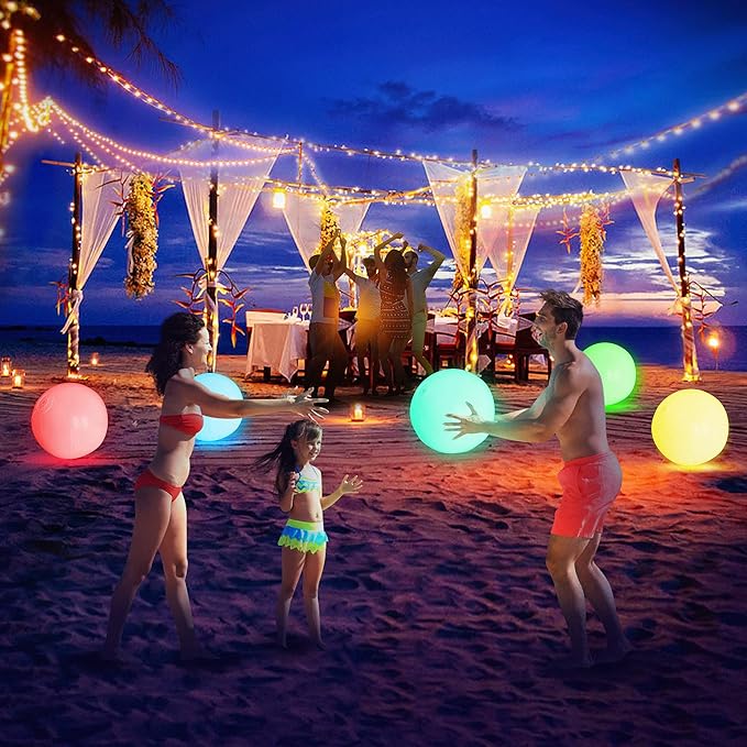 Pool Toys - 4/8 Pack Light Up Beach Balls for Kids w/ 8 Light Modes, Pool Beach Games Balls for Outdoor or Indoor Activities, Glow in The Dark Pool Beach Decorations for Kids and Adults