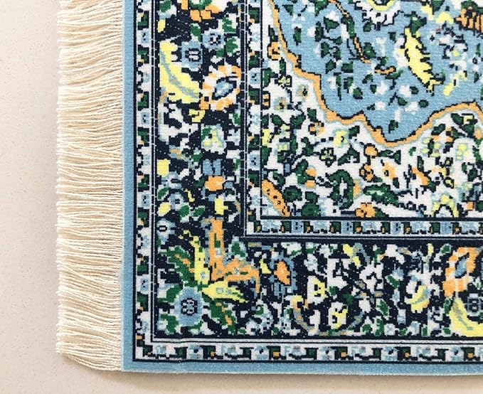 Set of 4 Dollhouse Area Rugs – Miniature Carpet Accessories for Doll Houses, 10 x 7 Inch Rectangular Floor Décor, Oriental Style