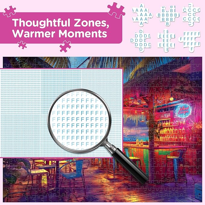 500 Piece Puzzles for Adults,Beach Bar at Sunset Puzzle for Adults Seniors,Recycled Paper Unique Funny Cool Summer Jigsaw Puzzle,Challenging Family Game Gifts for Friends Men Women Seniors, 20.5*15In