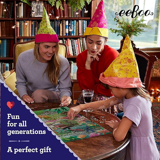 eeBoo 1000 Piece Puzzle - Seasons in Kyoto Jigsaw Puzzle for Adults, Square 23" x 23" Made with Recycled Board & Vegetable-Based Ink