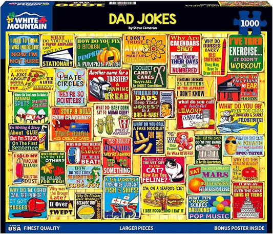 White Mountain 1000 Piece Jigsaw Puzzle Fathers Day Humor Collage Puzzles with Large Pieces Gift for Adults and Family 24"x30" - Dad Jokes