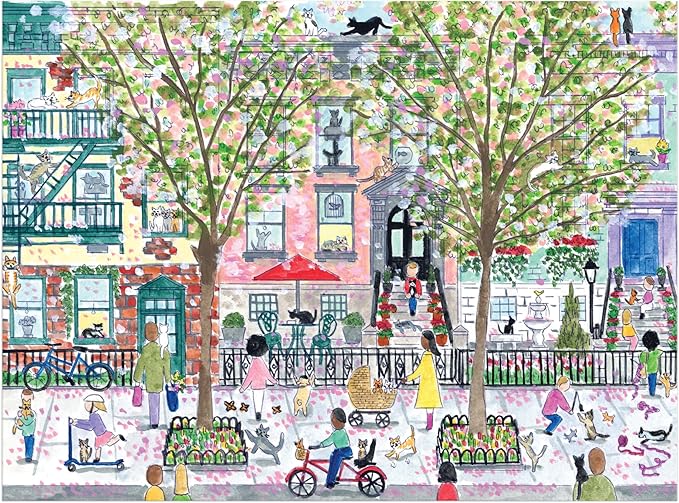 Galison Michael Storrings Cats in The City 1000 Piece Puzzle Featuring Beautiful Artwork of Cats in The City Garden