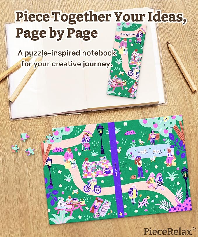 PieceRelax A5 3D Puzzle Journal for Adults, 300 Piece Plastic Jigsaw Book Cover (Includes Notebook) - Marie Boiseau - Peace by Piece, Unique Gift [YA1075]