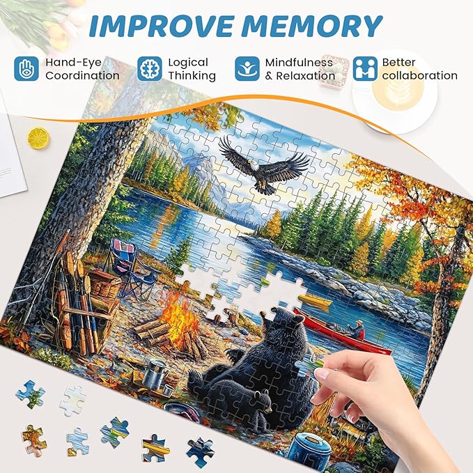 500 Piece Puzzles for Adults,Mother Bear Eagle Large Piece Jigsaw Puzzle for Adults Seniors,Recycled Cardboard Puzzle 500 Piece,Family Activity Great Gift for Family Friends 20.5 * 15 in