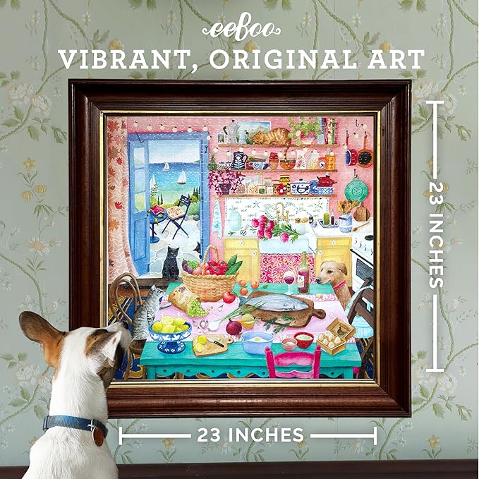 eeBoo 1000 Piece Puzzle - Morning Kitchen Jigsaw Puzzle for Adults, Square 23" x 23" Made with Recycled Board & Vegetable-Based Ink