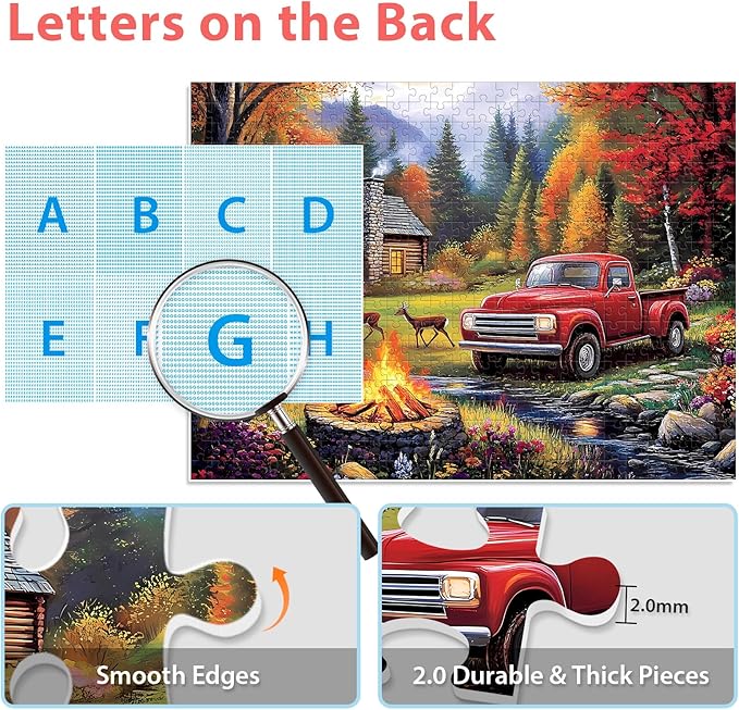 500 Pieces Puzzle for Adults,Car Deer Forest Fall Puzzle,Recycled Cardboard Jigsaw Puzzles 500 Pieces,Challenging Puzzles Game Home Decor Birthday Party Gift Toy for Adults Seniors 20.5 * 15 in