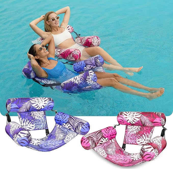 SLOOSH Inflatable Pool Floats Adult,2 Packs Floating Lounge Chairs,Blow up Pool Noodles for Adult Heavy Duty,Floating Chair for Party Summer Water Beach Lake Fun