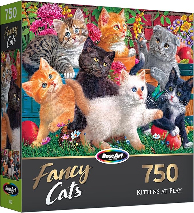 RoseArt - Fancy Cats - Kittens at Play - 750 Piece Jigsaw Puzzle for Adults