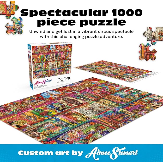 Buffalo Games Aimee Stewart Circus Extravaganza 1000 Piece Jigsaw Puzzle for Adults – Colorful Circus Art, Includes Large Reference Poster