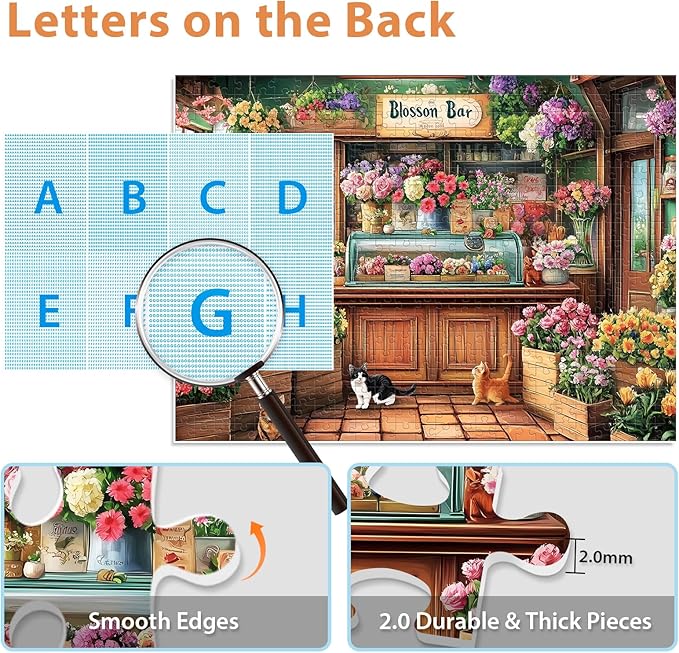 Puzzles for Adults 500 Pieces, Beautiful Flower Store Puzzle for Adults 500 Pieces, Cat Jigsaw Puzzles for Seniors, Perfect for Game Nights Giving Puzzle, 20.5x15 in