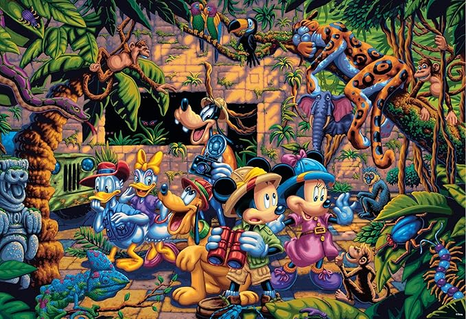 Ceaco - Disney - Dowdle - Mickey and Friends Exploring the Jungle - 1500 Piece Puzzle for Adults - Challenging and Perfect for Game Nights - Finished Puzzle Size 38.5 x 26.5