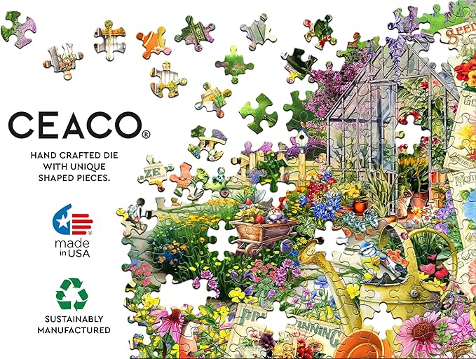 Ceaco - EZ2Hold - Kate Ward Thacker - Animal Garden Party - 1000 Piece Jigsaw Puzzle for Adults - Challenging Puzzle Perfect for Game Nights - Finished Size is 30 x 24