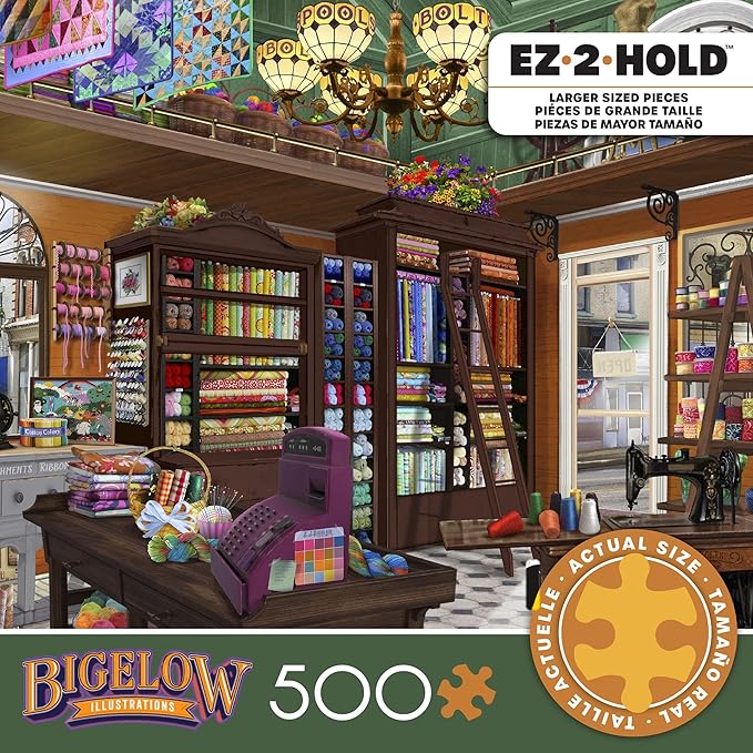 Ceaco - EZ 2 Hold - Bigelow - Spools N Bolts - 500 Piece Puzzle for Adults - Challenging and Perfect for Game Nights - Finished Puzzle Size 21.25 x 15
