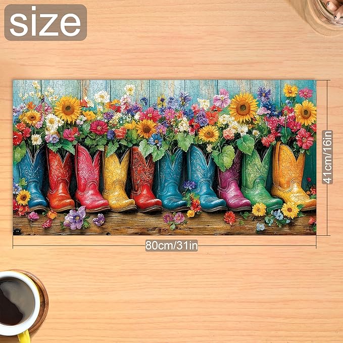 Bimkole Boots Puzzles for Adults 1000 Pieces, Flower Paper Jigsaw Puzzle 1000 Pieces - Fun and Challenging Family Decoration Puzzle Great Gift Idea, Finished Size is 31.5 x 16.14 in