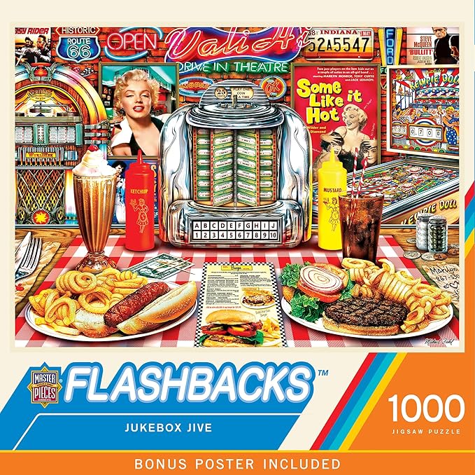 MasterPieces Vintage 1000 Piece Jigsaw Puzzle for Adults - Jukebox Jive - 19.25"x26.75"