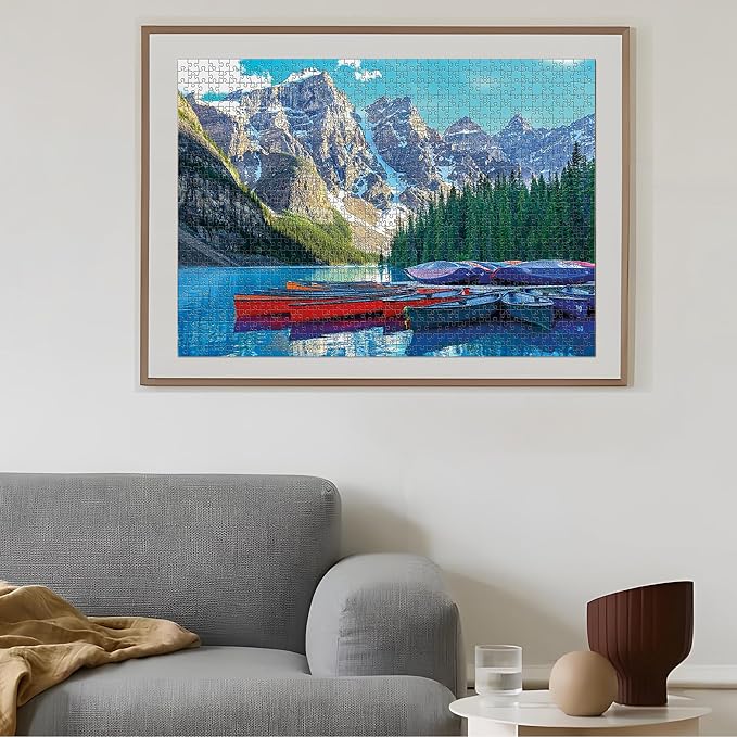 1000 Piece Jigsaw Puzzles for Adults Teens Kids - Fine Art Challenging, Moraine Lake 1000Pcs Puzzle, Family Game Gift, Size 27"x20"